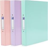 Oxford A4 Ring Binders 3 Pack Glossy Pastel Folders 40 mm Pink Lilac Mint view 1
