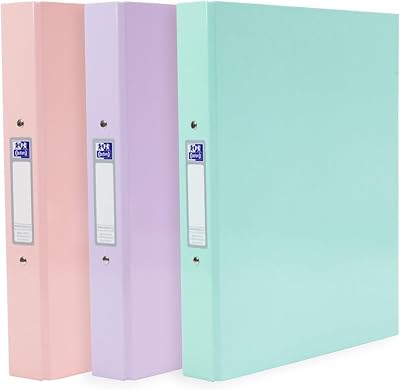 Oxford A4 Ring Binders 3 Pack Glossy Pastel Folders 40 mm Pink Lilac Mint