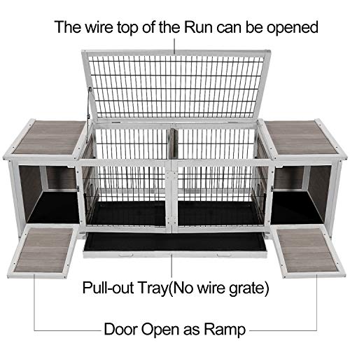 Rockever Small Animals Cage Wood for ThreeFour Rabbits, Guinea Pigs