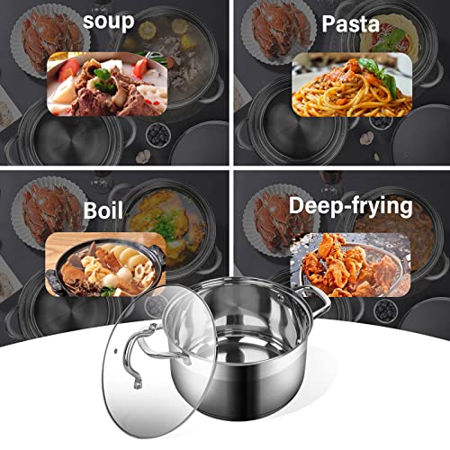 LEUGWAKN 10 Quart Stock Pot, Stainless Steel Pot with Lid for Induction | Premium 10 quart stainless steel cookware. Heavy duty large cooking pot with lid for soup, pasta, stew. Induction pot