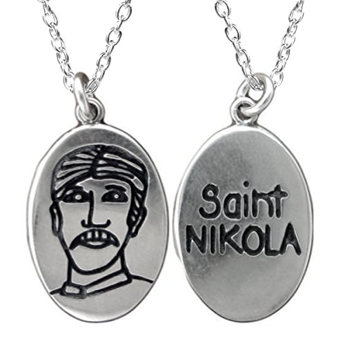 Reversible Sterling Silver Nikola Tesla Necklace on 18" Sterling Chain