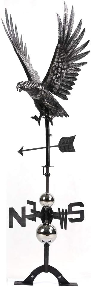 IORMAN Handmade 3D Eagle Weathervanes, Stainless Steel Matt Aged, Home Garden Roof Weather Vane