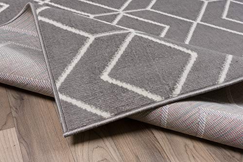 Antep Rugs Kashan King Collection Trellis Polypropylene Indoor Area Rug (Grey/Cream 5' X 7')