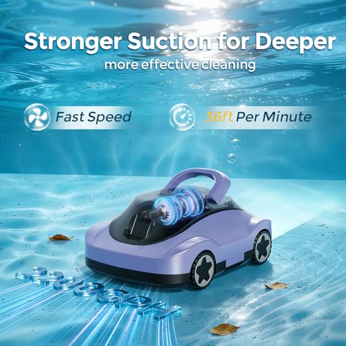 OUCAXIA C5 Cordless Robotic Pool Cleaner with 180-Min Runtime, 2.7L Large-Capacity Filter Basket, Self-Parking & Lightweight Design, for Above-Ground & In-Ground Pools up to 2,200 Sq.Ft (Lilac)