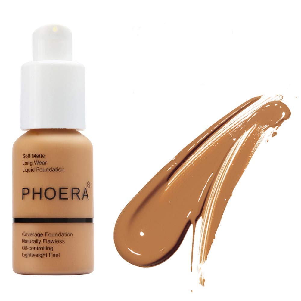 Phoera Foundation 106 Natural Moisturizing Highlighting Matte Oil Control Concealer Facial Blemish Concealer Color Changing 106 Warm Sun Foundation 30ml for Women Girls
