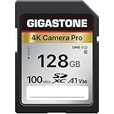 【5-Years Data Recovery】GIGASTONE 128GB SD Card, 4K Camera Pro, A1 V30 SDXC Memory Card 4K UHD Video Compatible with Canon Digital Camera, with 1 Mini Cases