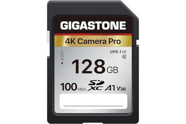 【5-Years Data Recovery】 GIGASTONE 128GB SD Card, 4K Camera Pro, UHS-I A1 V30 U3 Class 10 SDXC Memory Card 4K UHD Video Compatible with Digital Camera, Full-Sized SD Card, with 1 Mini Case