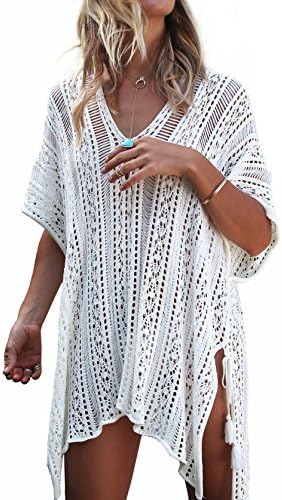 YAMISR Women's Bathing Suit Cover Up Beach Bikini Swimsuit Swimwear Crochet Dress