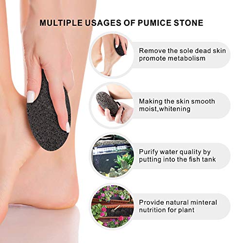 Natural Pumice Stone for Feet(Pack of 2), Chialstar Lava Pedicure Tools Hard Skin Callus Remover for Feet and Hands - Natural Foot File Exfoliation to Remove Dead Skin - Includes Bag and Suction Hook
