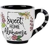Glory Haus Sweet Home Alabama Flower Mug - 16oz Ceramic Coffee Mugs, Ideal for Hot Drinks like Tea, Coffee, Hot Chocolate, Floral Cups Perfect for Alabama Residents, Souvenirs for Tourists & Alabamans