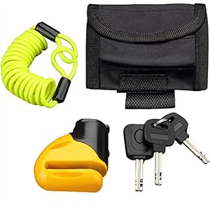 Deuba Remschijfslot Set Herinneringskabel 3 Sleutels LED Schijfslot Fiets/Motor