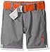 U.S. Polo Assn. Little Boys Belted Roll-Up Hem Twill Short, Medium Grey, 6