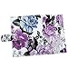 ZONGSHU Floral Passport Holder Cover Wallet, Peony Flower Patten Travel Luggage Passport Wallet with PU Leather, Purple