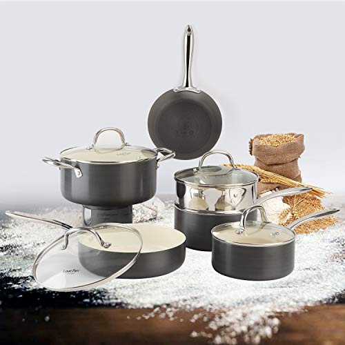 Cook Code Ceramic Nonstick Pots and Pans Set Scratch Resistant Hard