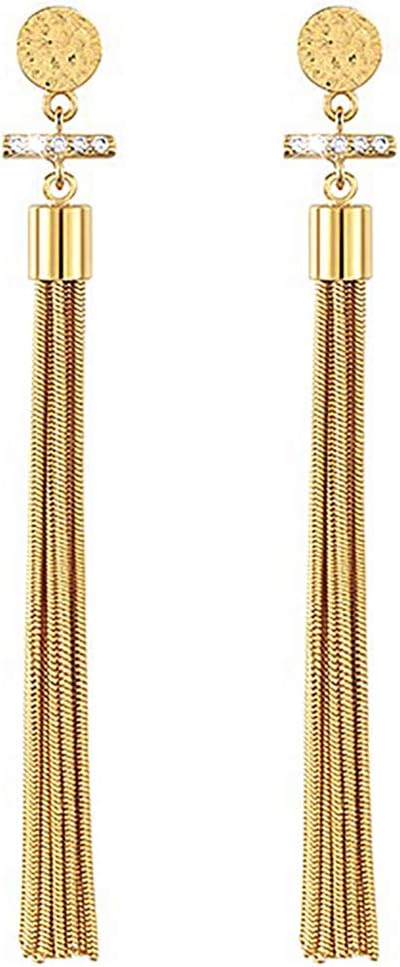 SuyiElegant Long Tassel Earrings Crystal Dangle Drop Earrings Fringe Ear drop for Women Girls