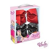 JoJo Siwa Signature Collection 2Pc Black Sequin and Red with Rhinestones Hair Bow Box Set With Sticker Patch