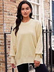 LILLUSORY Women's Cream Sweaters 2023 Fall Cashmere