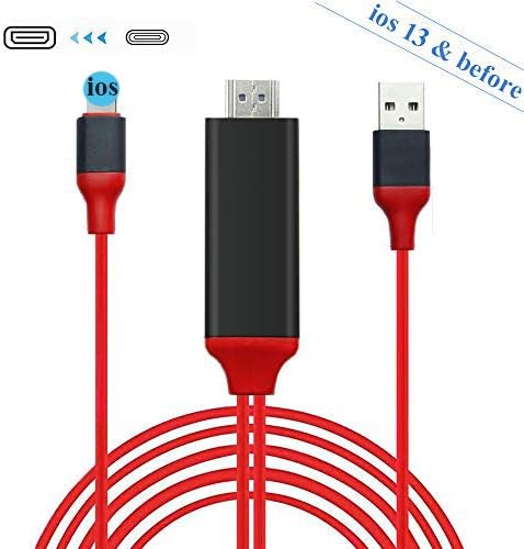HDMI Adapter Compatible with i-Phone, HDMI Adapter for i-Phone to TV/Projector/Monitor, 1080P Digital AV Adapter Compatible with i-Phone XS/XSmax/XR/X/8/7/6/plus/Pad/Pod, Plug and Play