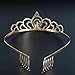 Rivertree Gold Costume princess crown With Comb Pin For Girls & Women Crystal Bridal wedding Tiara