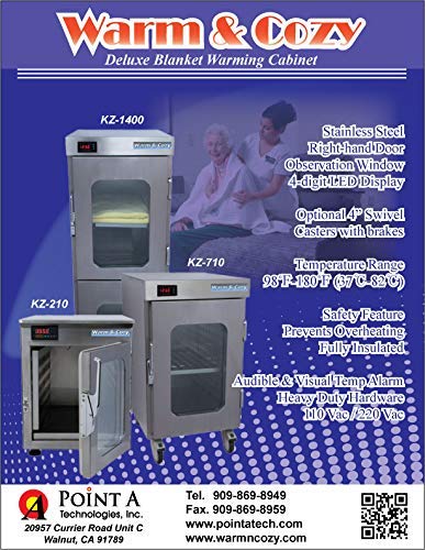 Blanket Warming Cabinet, Stainless Steel Construction with 20 Gauge, Observation Window, 2.1 ft3 (7 Blankets), No Fans & Moving Parts, 4-Digit LED Display, Prevents Overheating Safety Feature