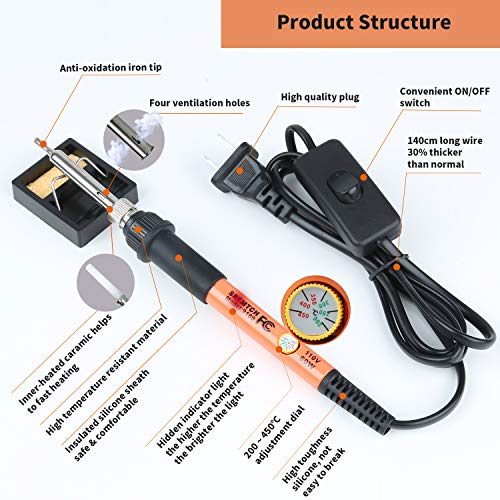 Wood Burning Kit, Soldering Iron Tool [Upgraded] On-Off Switch Pyrography Wood Burning Pen for Embossing Adults Beginners Birthday Wedding Anniversary Halloween Christmas DIY (54Pcs)
