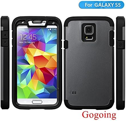 Samaung Galaxy S5 Case, Galaxy S5 Case,GOGING Full-body Rugged Splash Resistant/Dirt/Shockproof Cover Case for Samsung Galaxy S5 i9600 - Grey