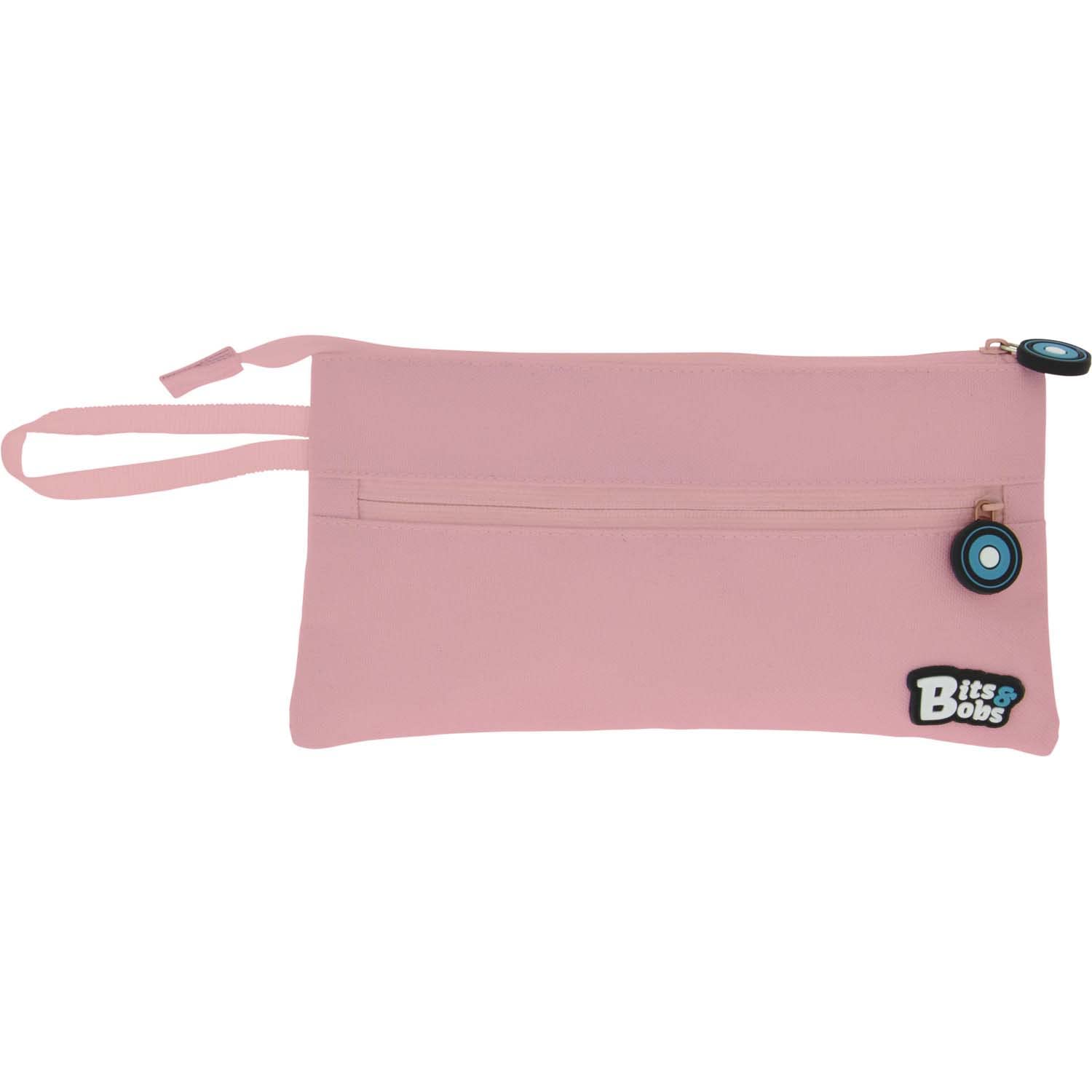 Grafoplás | Flat School Pencil Case | Light Pink | 2 Pockets | 23.5 x 12 cm | Bits & Bobs | Soft Colours, Soft Pink, 23,5x12cm, School