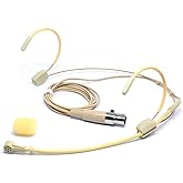 YPA MICROPHONES 6028 Headset Microphone Headworn Condenser Mic for Shure Wireless System Bodypack Transmitter,Beige - Uni-Directional