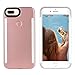 Wellerly iPhone 8 Plus Case, iPhone 7 Plus Case, iPhone 6/6s Plus Case, LED Illuminated Selfie Light Up [Rechargeable] Luminous Flashlight Cellphone Case Cover for iPhone 8/7 / 6/6s Plus -Rose Gold