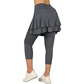 ANIVIVO Skirted Leggings for Women Capri, Athletic Tennis Skirt with Leggings Golf Pickleball Clothes with Pockets