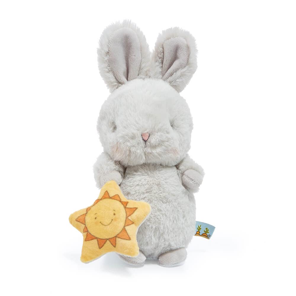 BUNNIES BY THE BAY Plush Bunny from Grey Bunny Bloom with Star Plush soft Toy | with 2 Sided Star | 20 cm Tall and Cute Embroidered Face | Baby Safe