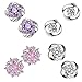 One Style 4 Pairs Earrings Studs Womens 925 Sterling Silver Gemini Earring Set Gift Ear Jacket Silver Hollow Lotus Flower Crystal