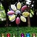 Solar Wind Spinner Tricolor 75 inches Multi-Color Seasonal LED Lighting Solar Powered Glass Ball with Kinetic Wind Spinner Dual Direction for Patio Lawn