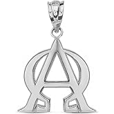 Claddagh Gold Religious Jewelry Fine 925 Sterling Silver Alpha and Omega Christian Symbols Charm Pendant