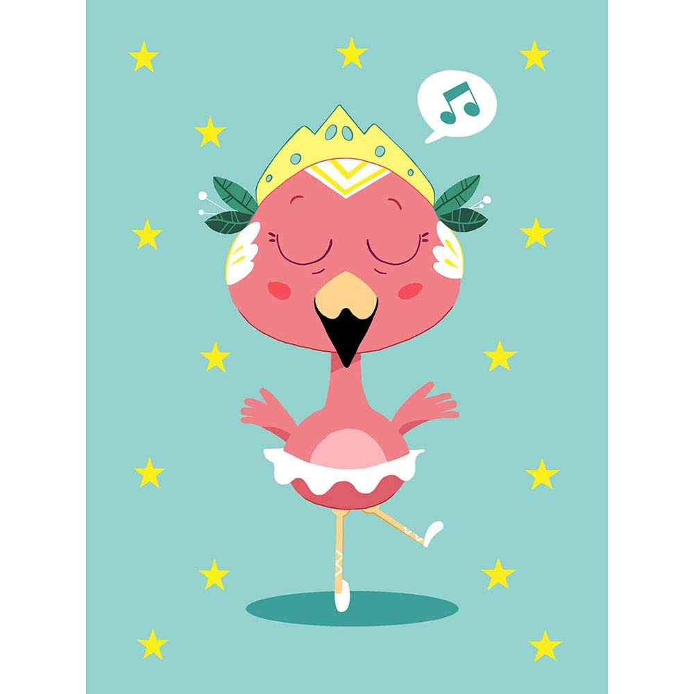 Wee Blue Coo Kawaii Flamingo Ballet Unframed Wall Art Print Poster Home Decor Premium — image 1