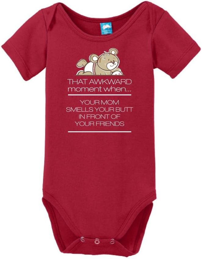 That Awkward Moment when. Your mom smells your butt in front of your friends Onesie Funny Bodysuit Baby Romper Red 3-6 Month