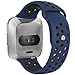 NO1seller Top Fitbit Versa Bands for Women Men Small Large, Soft Silicone Sport Strap Replacement with Ventilation Holes for Fitbit Versa Fitness Smart Watch (Obsidian/Black, Small:5.5-6.7