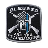Blessed Are The Peacemakers Thin Blue Line Morale Tactical Embroidered Velcro Patch Support Police Law Enforcement