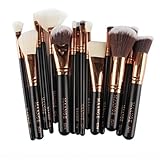 Makeup Brushes,Hatop 15pcs Cosmetic Makeup Brush Blusher Eye Shadow Brushes Set Kit (Black)
