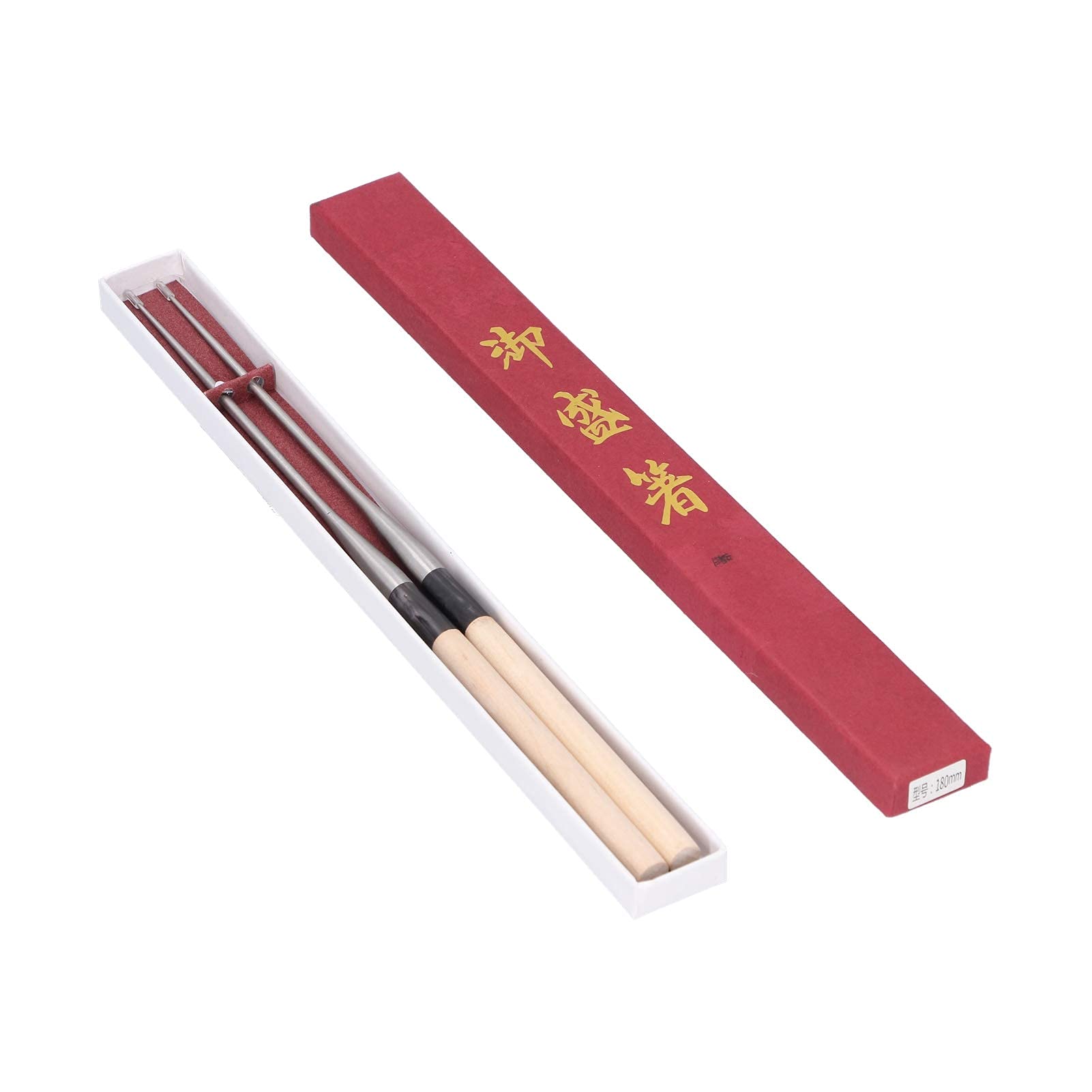 Alvinlite Japanese Metal Chopsticks - Reusable Sushi Chopstick Sashimi Chopstick with Natural Wooden Handle, Eco-Friendly Luxury Chop Sticks for Sushi Noodle Picnic, Gift Set for Friends Family, 180mm