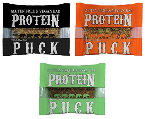 Protein Puck 3 Flavor Protein Bar Variety Pack (6 Peanut Butter, 5 Almond Butter, 5 Sunflower Butter)