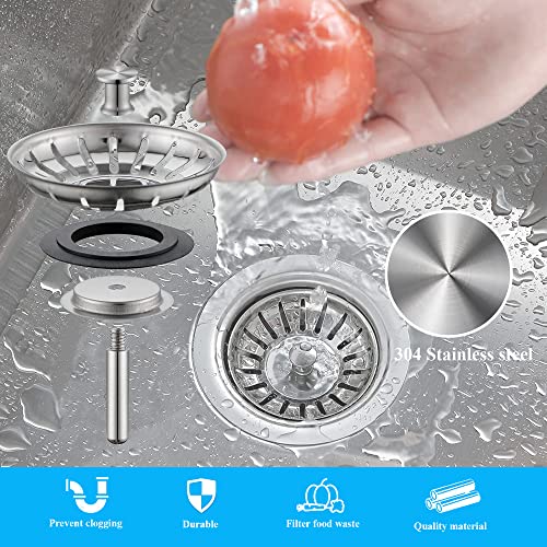 [2 Pack] IUYPKQ Kitchen Sink Strainer - Sink Drain Stopper - Kitchen Sink Plug with Anti-Clogging Basket - Bouchon Evier Cuisine - Compatible with 79–83mm Inner Diameter