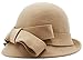 Women Solid Color Winter Hat Wool Cloche Bucket with Bow Accent, Camel, One Size