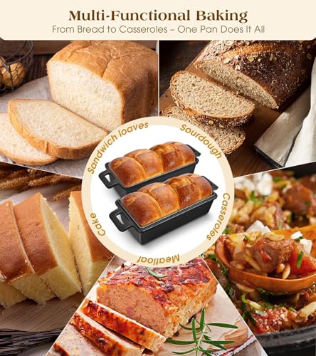 NIUB Cast Iron Loaf Pan with Lid 9x5 Inch, 2 in 1 Loaf Pans for Baking Bread, Even Heat Distribution for Sourdough, Homemade Bread
