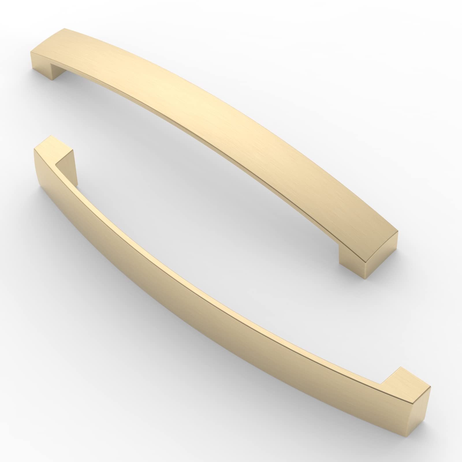 FURNIWARE 10 Pack Cabinet Handles, Hardware Drawer Pulls, Aluminum Kitchen Cabinet Door Handles Pull, Brass-160mm(6.3 Inch) Hole Center