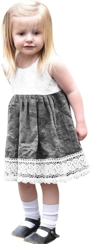 Kehen Infant Baby Toddler Girls Boho Ruffle Crochet Lace Trim Dress