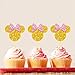 Pack of 24 Pink And Gold Glitter Minnie Inspired Cupcake Toppers Girls Birthday Party Decorations