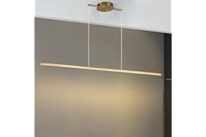 Zicbol Kitchen Island Pendant Lighting 40.94 Inch Linear Light Fixture Chandelier 16W 3000K Warm Light Dimmable LED Hanging Light Fixture for Dining Room, Kitchen, Breakfast Bar, Living Room Gold