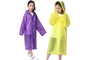 Aoyinfe Rain Ponchos Raincoats for Kids, Reusable Portable Emergency with Hood Outdoor