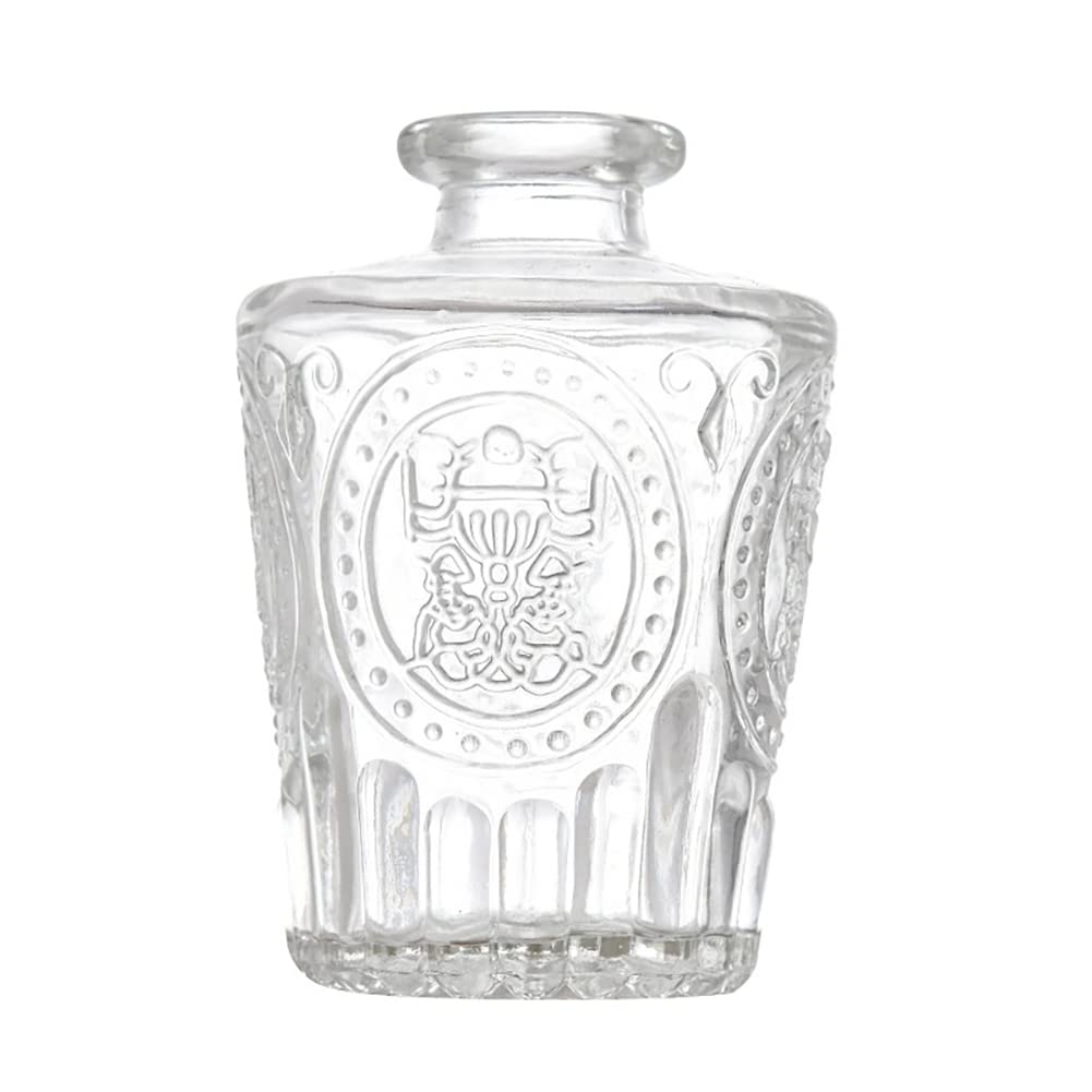 Small Glass Bud Vase Carving Mini Vintage Vase Transparent Bud Vases for Flower Home Decoration